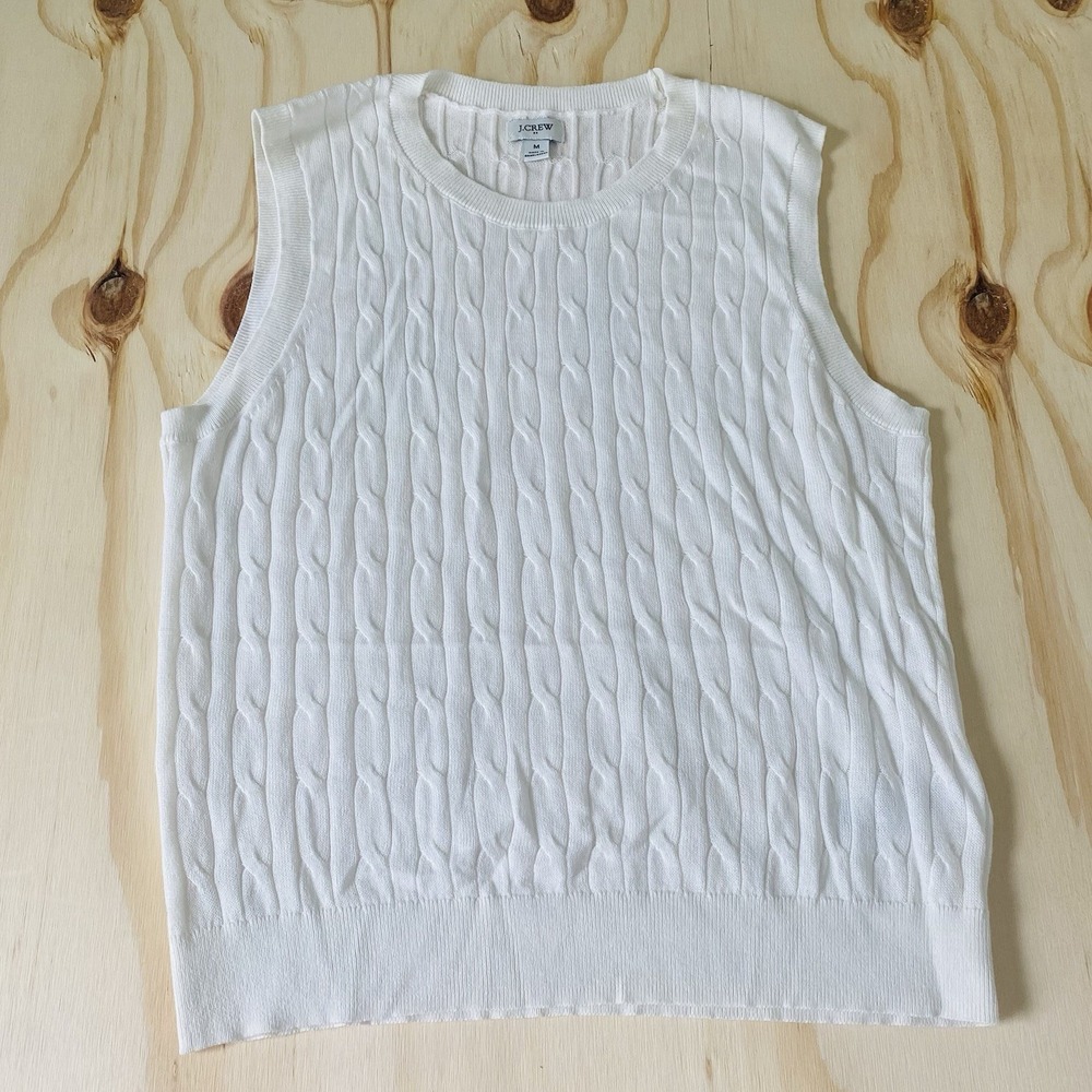 J.Crew Factory Cable Sweater Shell Medium Size White Color Vest